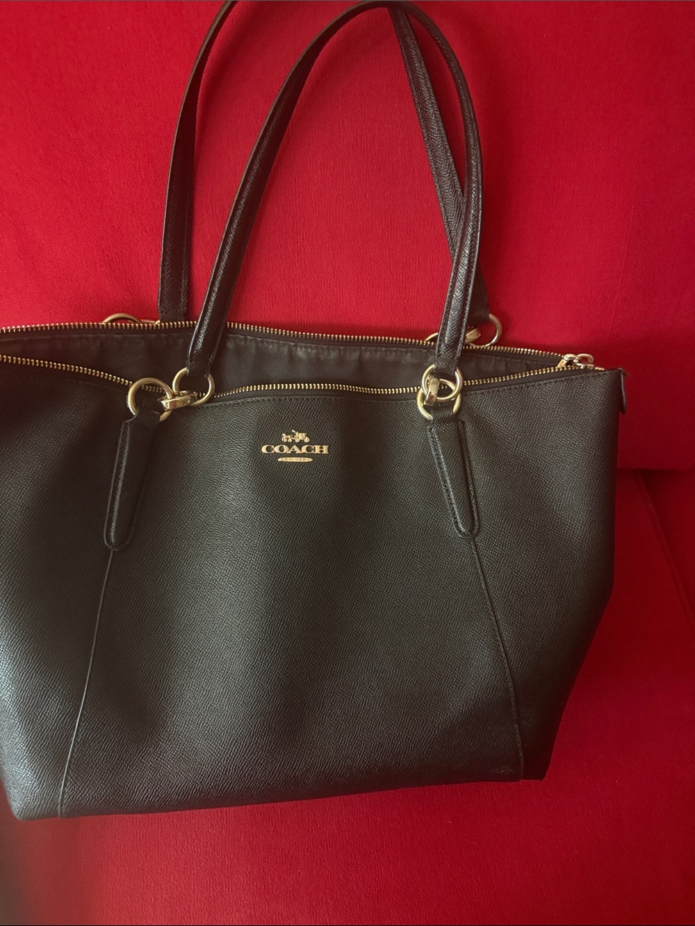 Coach black leather tote